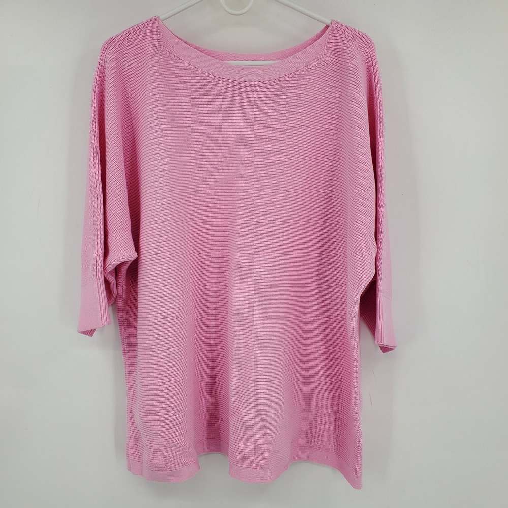Talbots Plus Pink Ribbed Dolman Sleeve‎ Boat Neck Sweater 3X Petite Spring